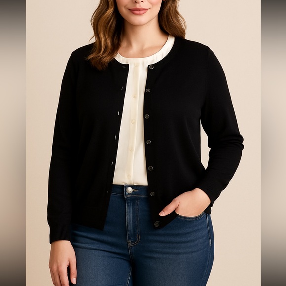 C. Est. 1946 Sweaters - C. Est. 1946 Black Button Front Cardigan Sweater Women’s XL NWT